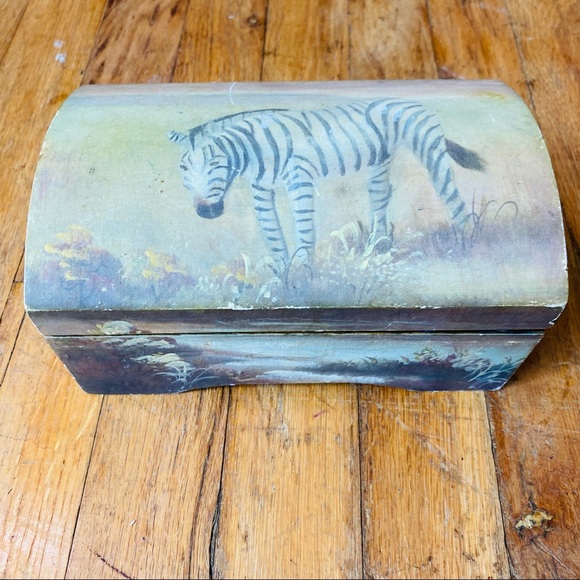Other - EUC Wooden Zebra Jewelry Box